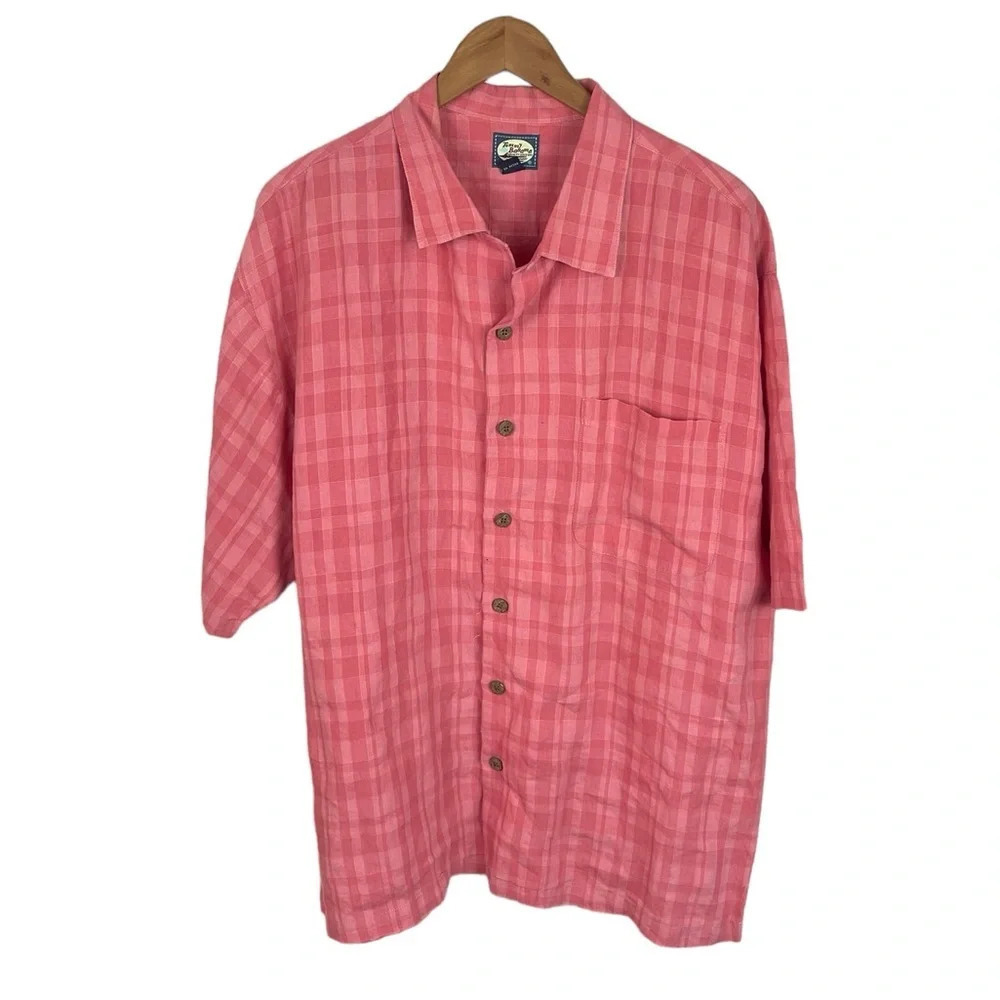 BF395 Men’s Tommy Bahama LINEN Casual Beach Button Down Shirt XL
